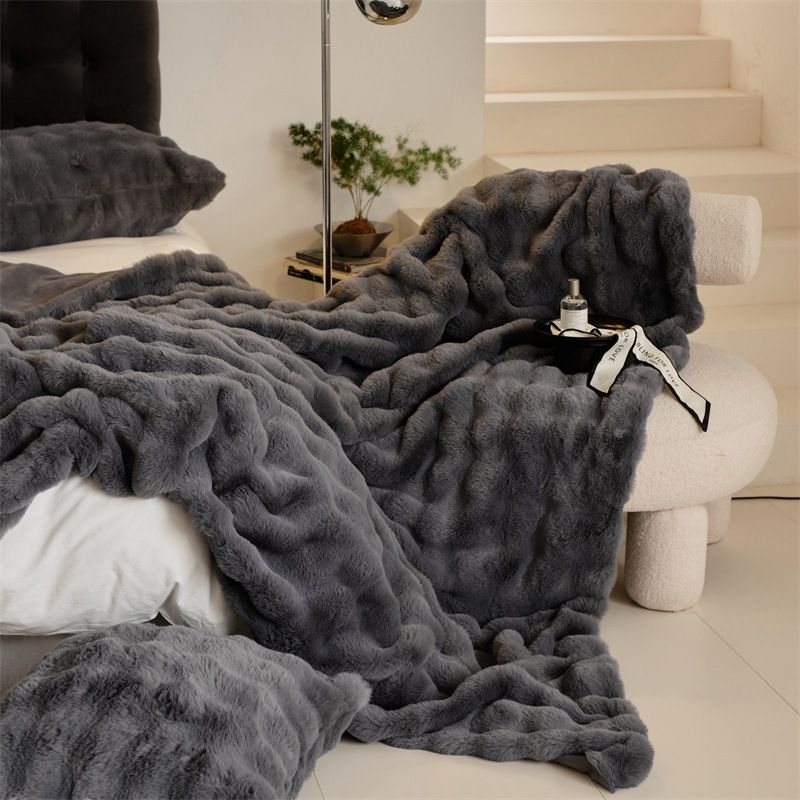 Coperta per pisolino per ginocchio da ufficio ispessita bifacciale in peluche a bolle di coniglio toscano_voghion.com