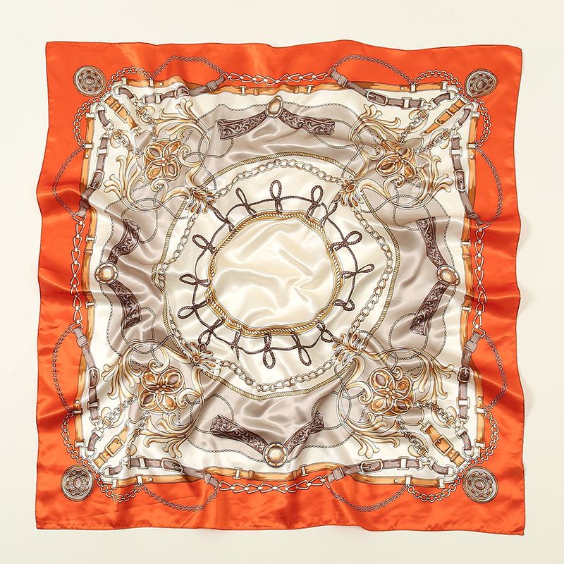 Rope Print Head Scarf Elegant Temperament Silk 90cm Large Scarf_voghion.com