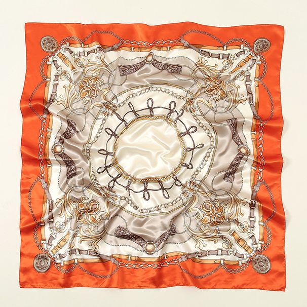 Rope Print Head Scarf Elegant Temperament Silk 90cm Large Scarf_voghion.com