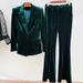 Luxury Velvet Blazer & Slim Flare Pants Set – Winter Workwear Elegance With Art Deco Embroidery (Emerald Green) – Boardroom To Bar-Ready Power Suit_voghion.com
