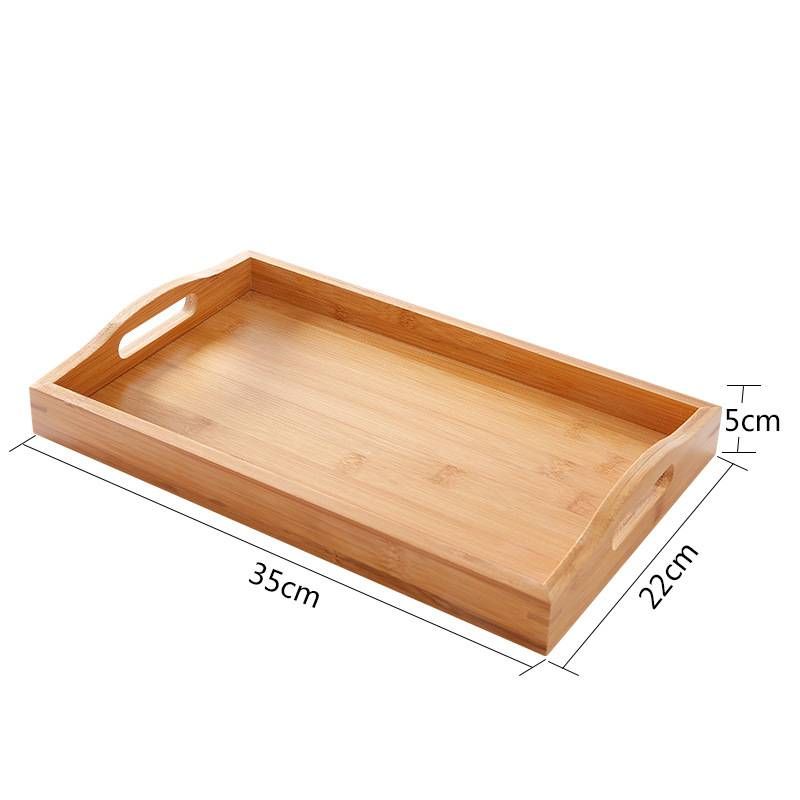 Bandeja de servicio 1 pieza Bandeja de bambú Bandeja de almacenamiento para el hogar Bandeja de té redonda rectangular Bandeja de barbacoa Bandeja de presión lateral_voghion.com