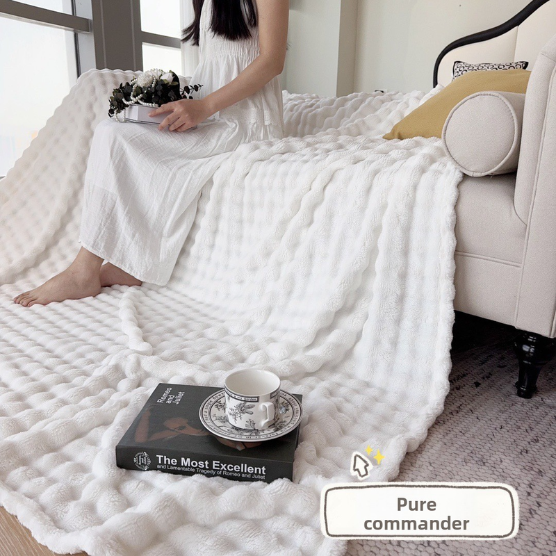 Bubble Fleece – Ultraweiche Samtdecke für Bett, Sofa und Büro, leichte 300 g/m² Polyester-Ganzjahresdecke_voghion.com