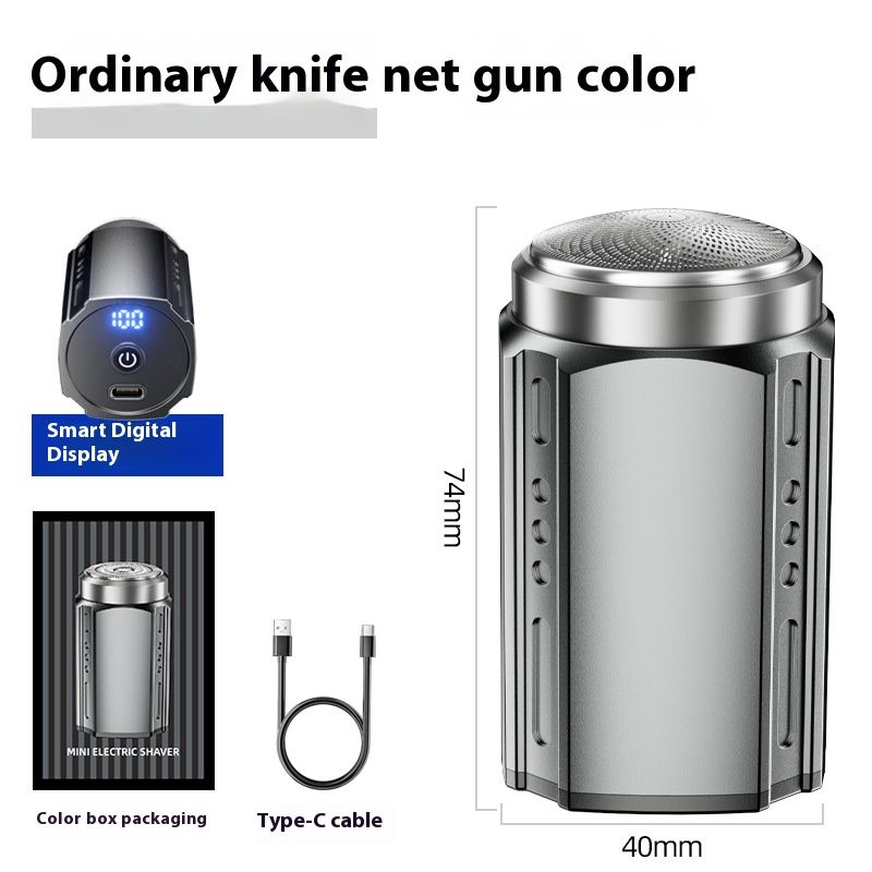 Mini Electric Shaver – Portable Travel Shaver For Men, Metal Body, Waterproof, LED Display, Floating 3D Head, USB Rechargeable (Black/Gunmetal)_voghion.com