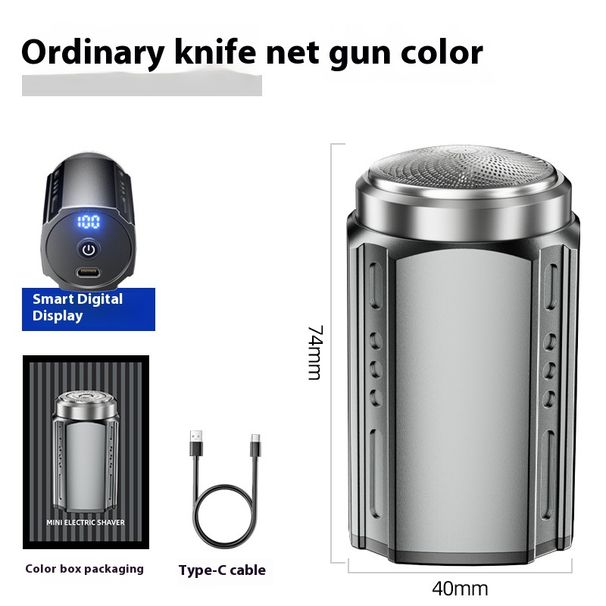 Mini Electric Shaver – Portable Travel Shaver For Men, Metal Body, Waterproof, LED Display, Floating 3D Head, USB Rechargeable (Black/Gunmetal)_voghion.com