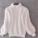Soft & Cozy Chunky Knit Sweater Women's Long Sleeve Mock Neck Pullover With Lantern Sleeves - Autumn Winter Casual Comfort Wear_voghion.com