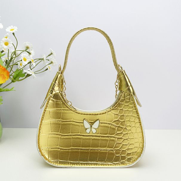 Borsa a tracolla piccola a mezzaluna da donna, con motivo a coccodrillo e decorazione a farfalla, borsa da ascella_voghion.com