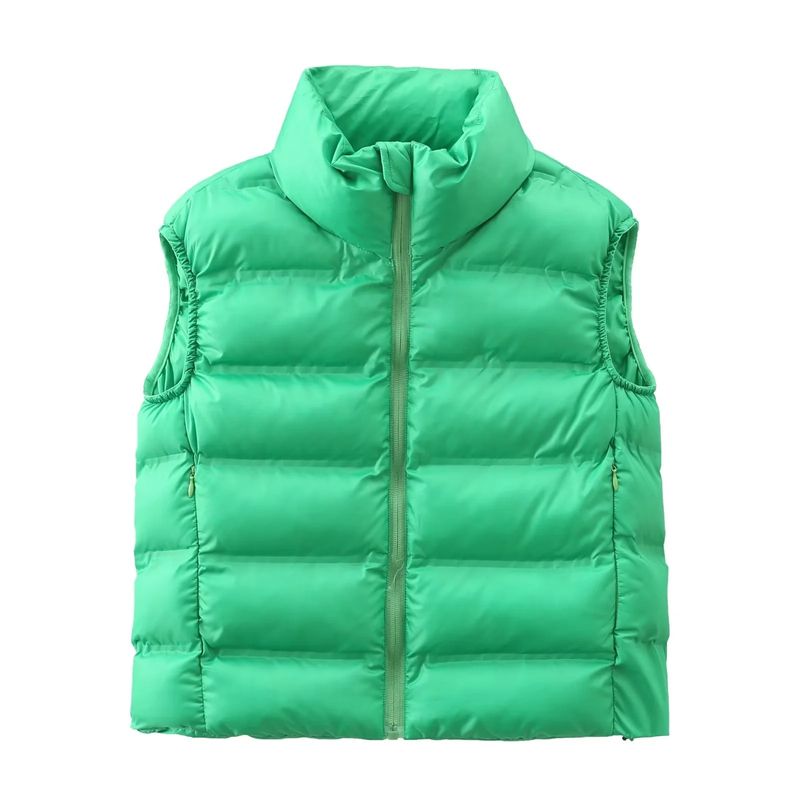 Womens' clothes thin cotton vest women's short stand-up collar slim vest spring and autumn new waistcoat vest jacket 6NS022_voghion.com