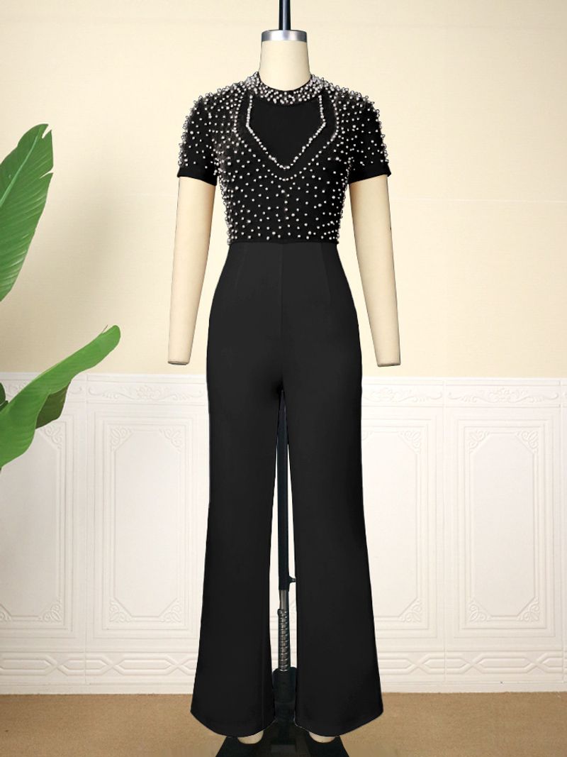 Mono de mujer con cuentas, estilo informal, cintura alta, ajustado, para fiesta_voghion.com