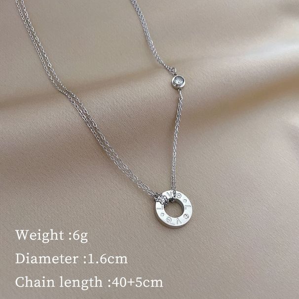 Collana in vero oro con ciondolo a forma di cerchio in acciaio al titanio con ciondolo a forma di fornace eolica, estremamente semplice, per donna 【 】_voghion.com