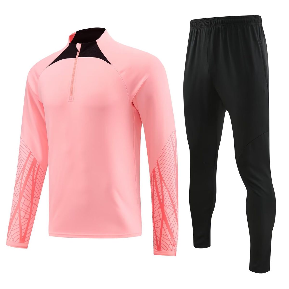 Half zip long sleeved football training suit for children's autumn winter football, adult running and sports casual wear_voghion.com