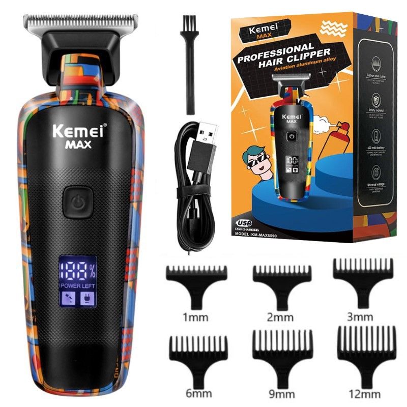 Kemei KM-5090 Electric Hair Clipper Multifunctional Home Hair Trimmer Printing Graffiti Razor USB Men's Electric Shaver YCDC_voghion.com