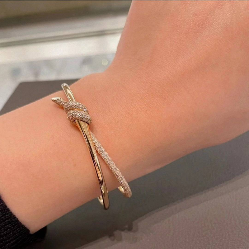 Rope Set Zircon Women's Cross Knot Bow Bracelet_voghion.com