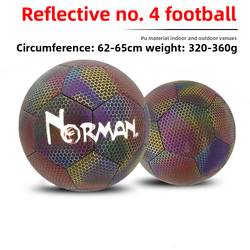 Balón de fútbol profesional cosido en PU - Talla 5, reflectante y brillante en la oscuridad, para entrenamientos y partidos en césped._voghion.com