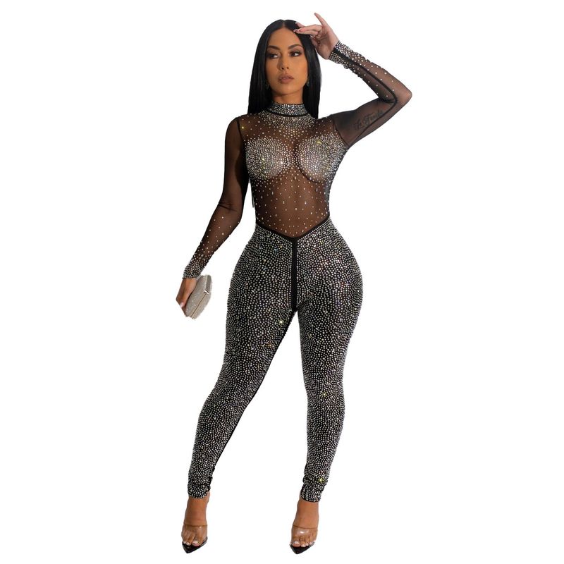 Tuta da discoteca sexy e hot in maglia di diamanti europea e americana_voghion.com