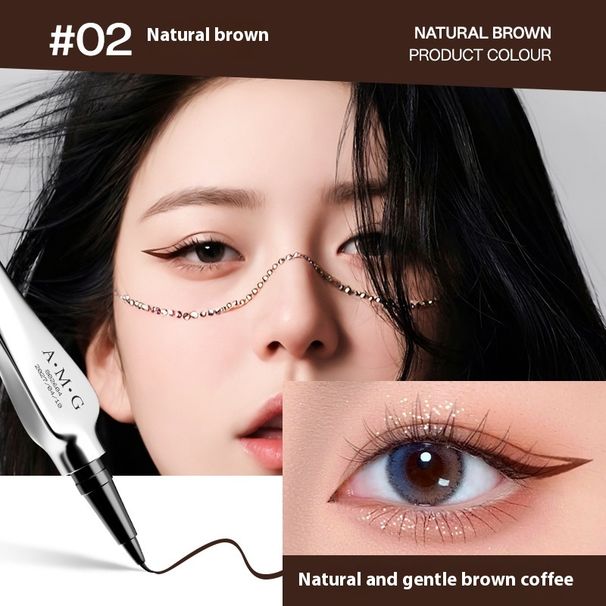 A. M. G Positioning Eyeliner Liquid Pen Non Smudging Waterproof Oil Proof Smooth Fast Drying Color Rendering Durable Eyeliner Pen_voghion.com