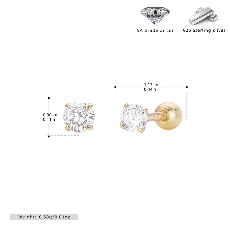 Gioielli da donna in argento sterling S925 con quattro griffe e orecchini a vite con zirconi, gioielli classici versatili, alla moda e semplici da donna_voghion.com