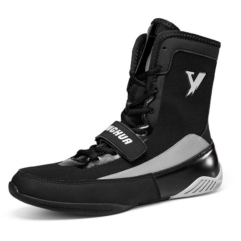 Professional Boxing Shoes Men's Wrestling Shoes Tall Combat Training Shoes High Boots_voghion.com
