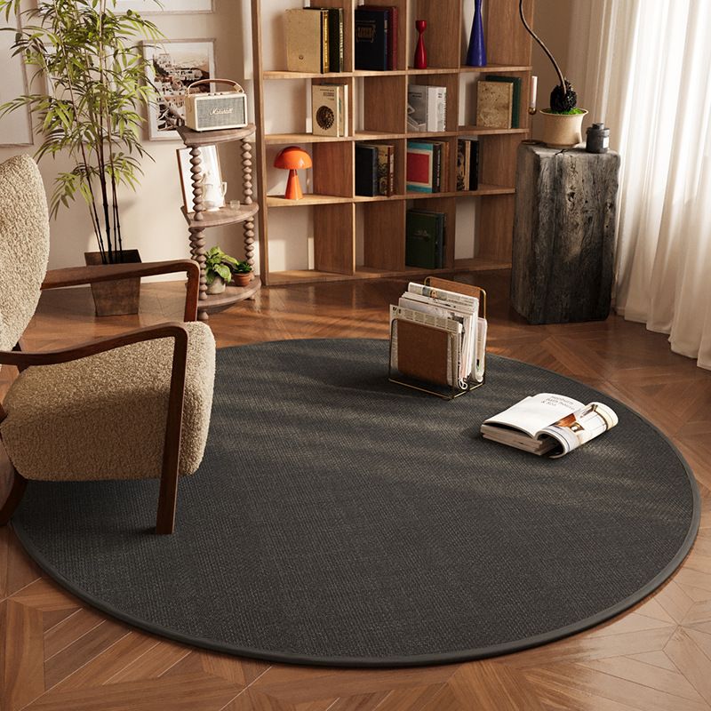 Højkvalitets linned Rund stue tæppe Skridsikker snavsbestandig støvfjernelsesmåtte Vævet mønster ensfarvede soveværelsesstudiestolemåtte_voghion.com