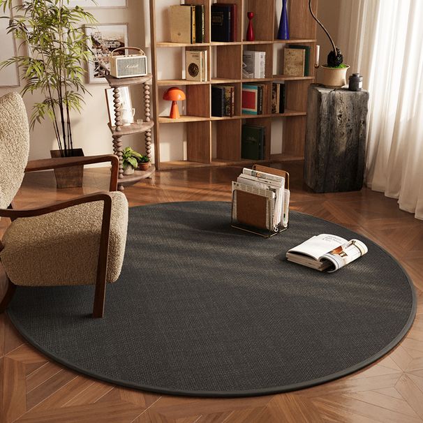 Højkvalitets linned Rund stue tæppe Skridsikker snavsbestandig støvfjernelsesmåtte Vævet mønster ensfarvede soveværelsesstudiestolemåtte_voghion.com