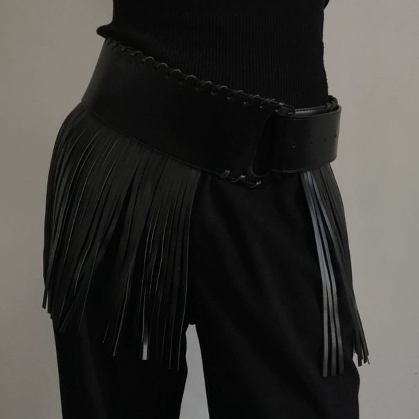 Large Size Leather Tassel Women Western Cowboy Bohemian Style Belt 2025 Autumn And Winter New Fashion Hundred And One_voghion.com