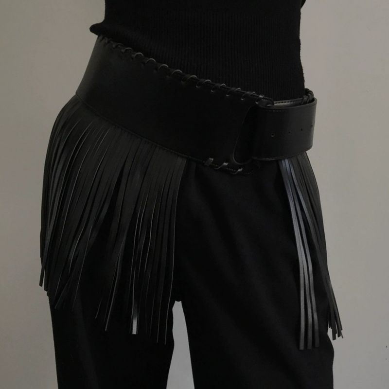 Large Size Leather Tassel Women Western Cowboy Bohemian Style Belt 2025 Autumn And Winter New Fashion Hundred And One_voghion.com