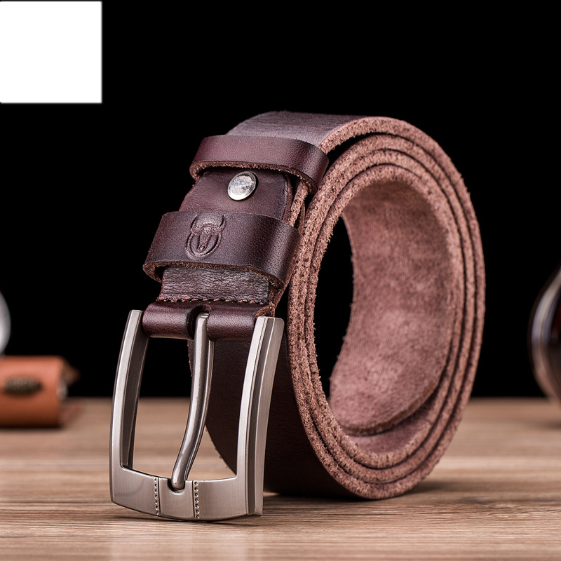 GENUINE Leather Tree Cream Leather Belt Genuine Leather Pin Buckle Thickened Youth Top Layer Cowhide Men's Casual Belt_voghion.com