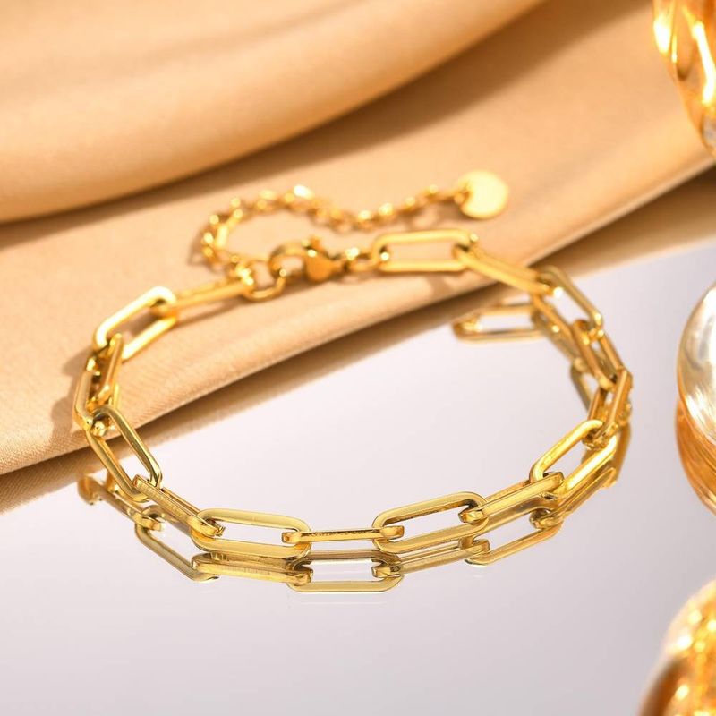 5mm Paperclip Chain Bracelets For Men Women,Waterproof Rectangle Stainless Steel Links Wristband,Trendy Jewelry Gifts_voghion.com