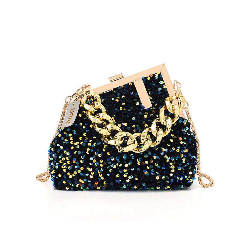Tasche Modische Pailletten Bunte Schulter Ins Damen Umhängetasche Kette Tragbare Abendessen_voghion.com