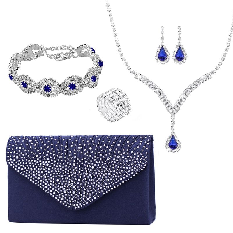 Borse da donna accessori da sposa per matrimonio set da cinque pezzi per sposa collana di diamanti orecchini anello bracciale set di borse da sera di alta qualità_voghion.com