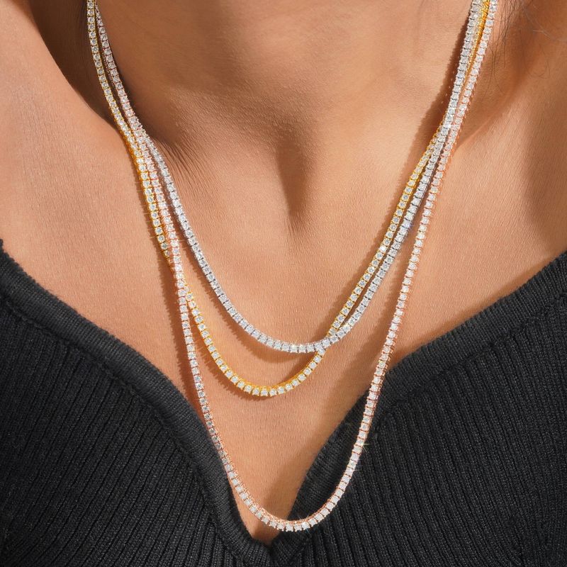 Men And Women's Jewelry S925 Silver D Color 2mm Moissanite Moissanite Tennis Chain_voghion.com
