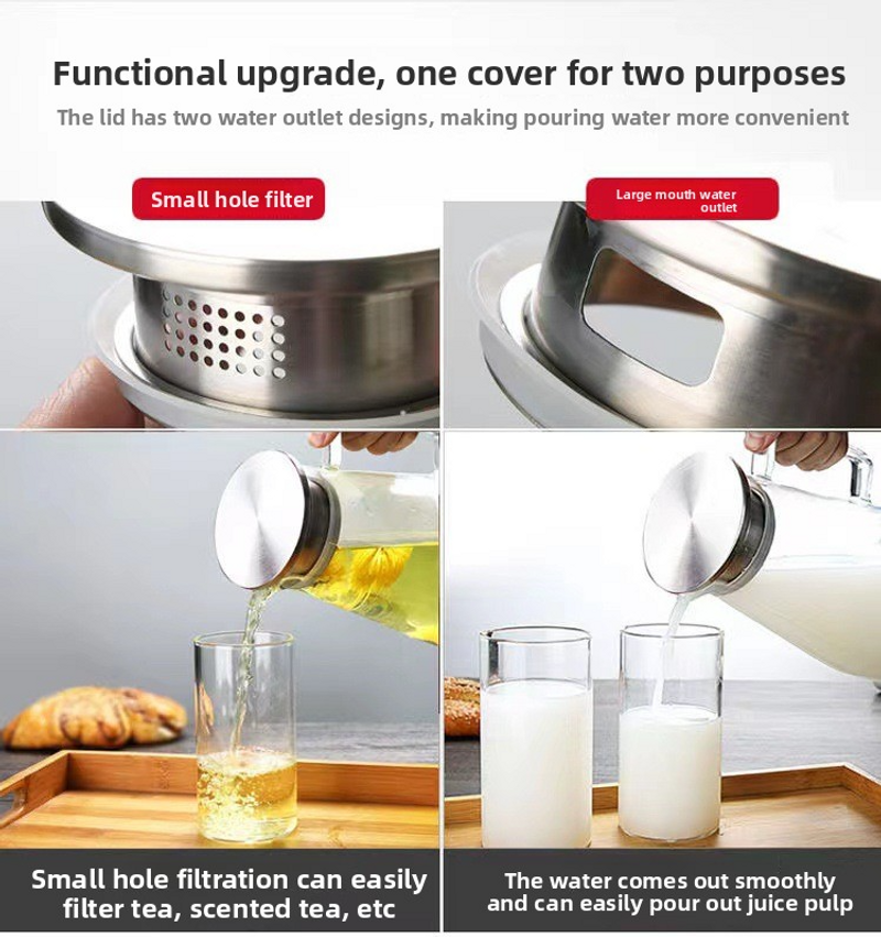 Modern Glass Water Bottle Set - 1800ml Pitcher & 300ml Tumbler Perfect For Juice, Iced Tea & Office Gifts_voghion.com