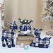 Blue Fabric Reindeer Plush Set – Lying & Standing Christmas Deer Doll With Gift Bag For Window Displays & Holiday Decor_voghion.com