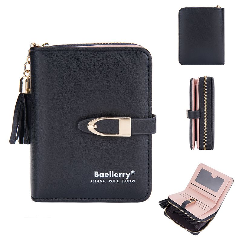 Baellerry nouveau portefeuille court pour femme style boucle accordéon porte-monnaie gland fermeture éclair porte-cartes en gros_voghion.com