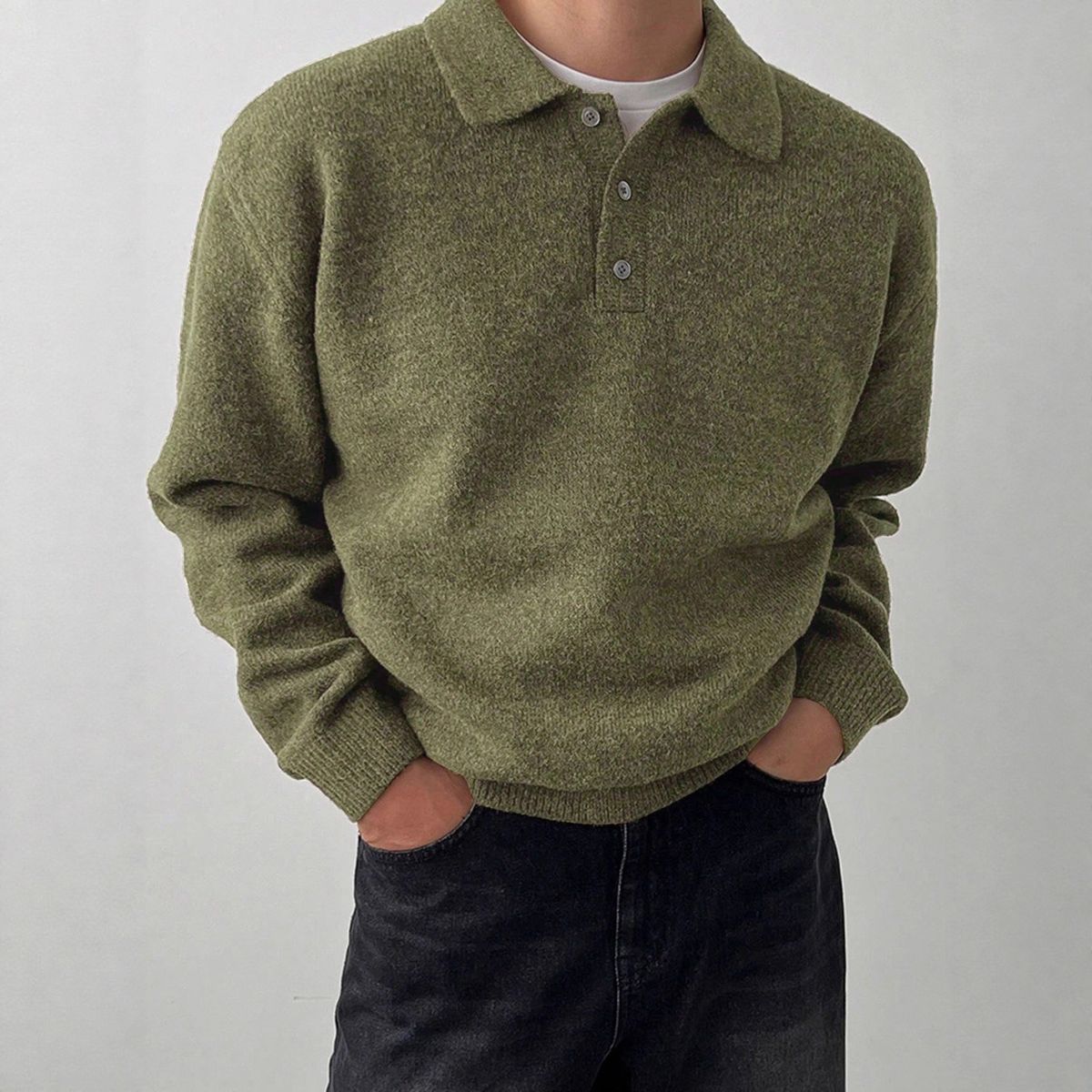 Herren-Rollkragenpullover – Dicker Strickpullover mit geripptem Saum (Hellgrau, Schwarz, Kaffeebraun, Dunkelgrau, Hellbraun, Olivgrün)_voghion.com