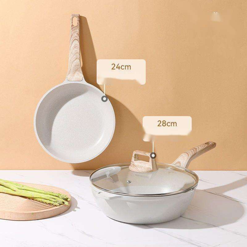 【 77000 People's Collection 】 Rice Stone Cookware Set, Non Stick Milk Soup Pot, Frying Flat Bottomed Pan, Induction_voghion.com