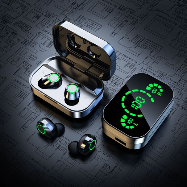 Wireless Bluetooth Earbuds With Mirror Display, 8H Playtime, IPX4 Waterproof, Bluetooth 5.2, Stereo Sound, Lightweight & Comfortable For Workout_voghion.com