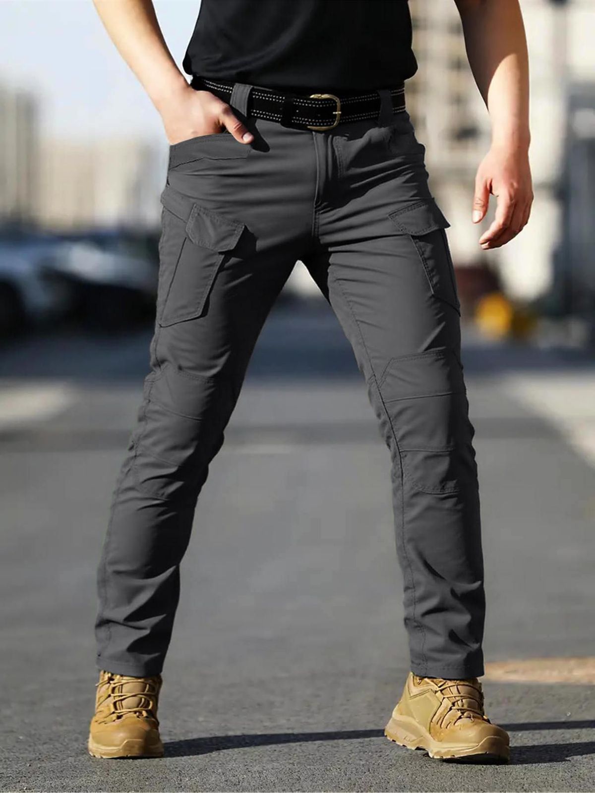 Men's Clothing Multi Functional Pockets Men's Lightweight Cargo Pants With Multiple Pockets & Button Fly, Breathable & Versatile For All Seasons_voghion.com