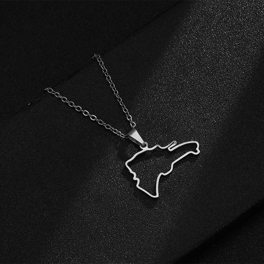 Collana con ciondolo in acciaio al titanio con mappa dominicana per uomo e donna, collana di coppia in acciaio inossidabile, accessori di tendenza_voghion.com