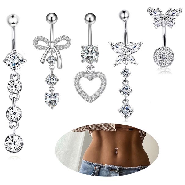 Piercing a farfalla con zircone intarsiato in rame, per ombelico da donna, in acciaio inossidabile, serie Heart, molto venduto oltre confine_voghion.com