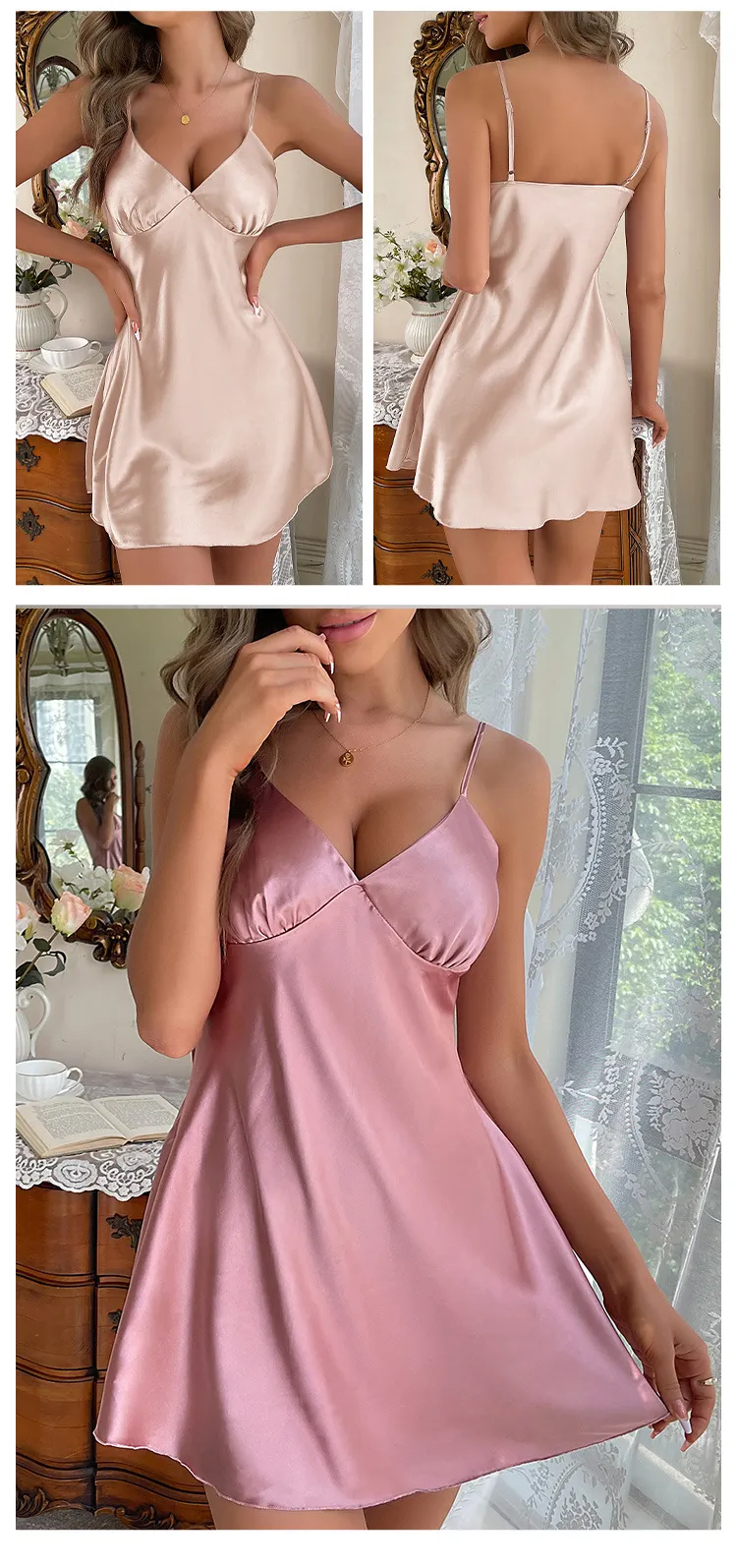 Women's Sleepwears New Suspender Nightdress Sexy Backless Short Skirt Summer Thin Breathable Ice Silk Dress Ladies Pajamas_voghion.com