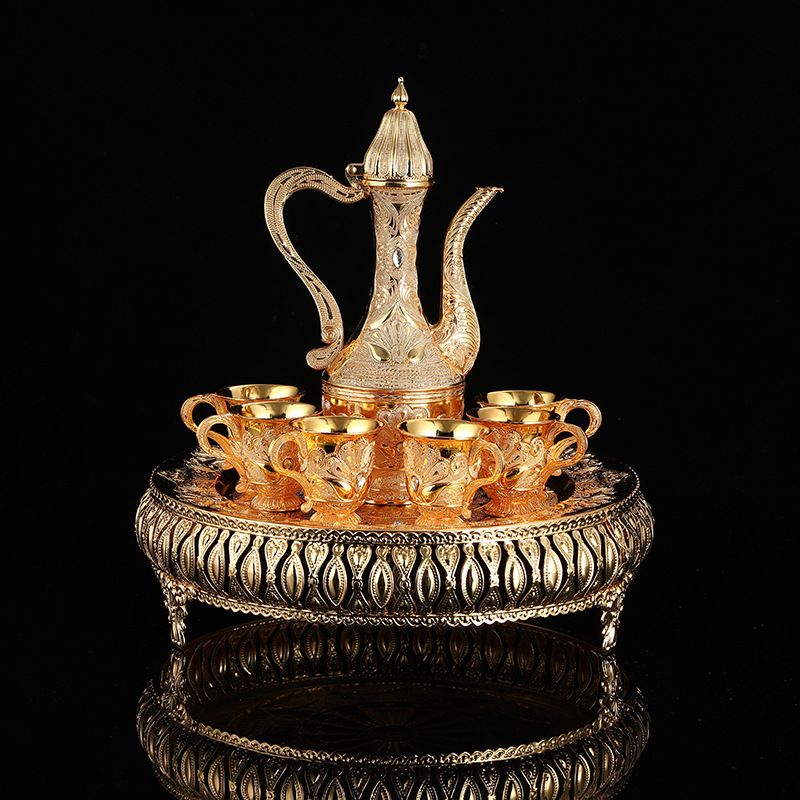 Kreatives muslimisches Palast-Weinset, Retro-Hochteller, Weintopf, Weintablett, Direktversorgung, Handwerksornamente_voghion.com