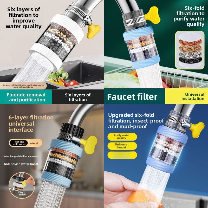 Universal Kitchen Anti-Splash Filter Water Purifier For Home Dormitory Detachable Shower Faucet Extension Head_voghion.com