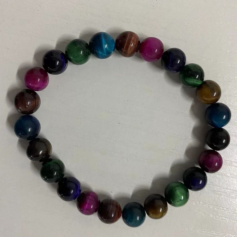Women's Jewelry Natural Green Tiger Eye Stone Bracelet Elastic Beaded Bracelet Colored Tiger Eye Stone Bracelet_voghion.com