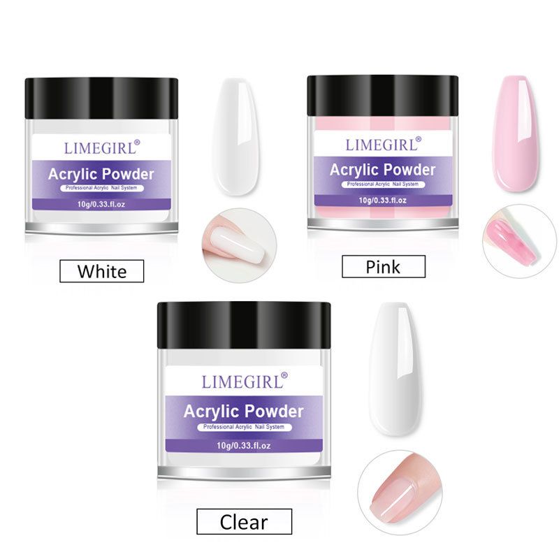 Crystal Powder Liquid French Nail Tips oefenset met basislaag en toplaag voor nail art_voghion.com