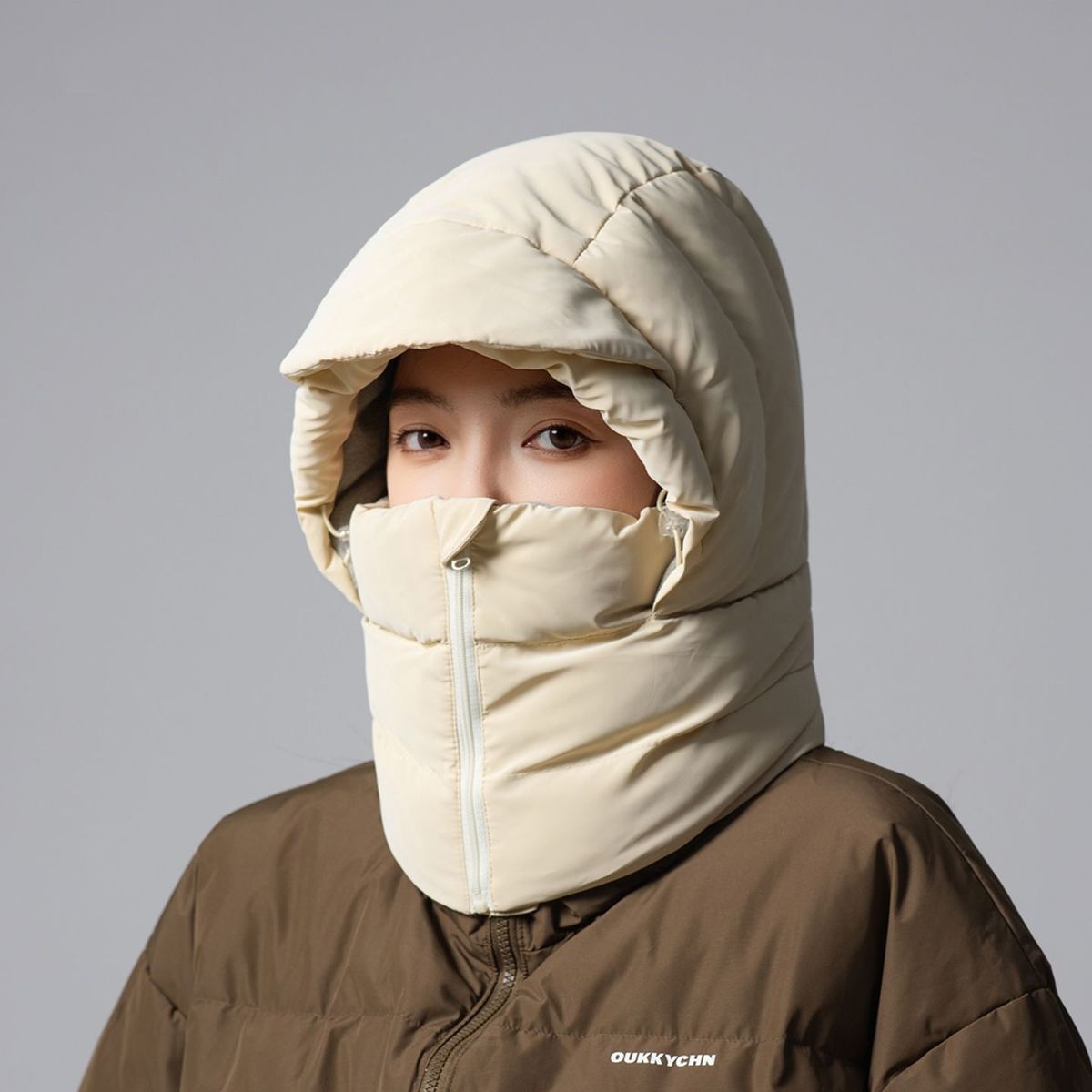 Winter Cold-Proof Large Cotton With Fleece Lining, Thickened Windproof And Face Mask Combo For Delivery Riders,_voghion.com