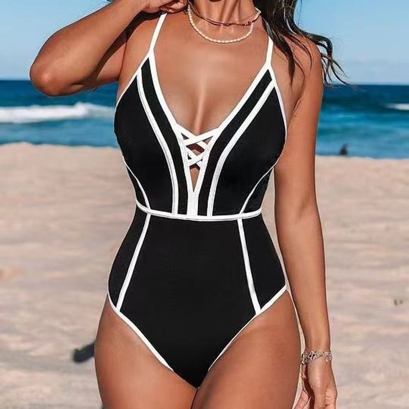 Maillot de bain une pièce sexy dos nu pour femme, simple et tendance_voghion.com