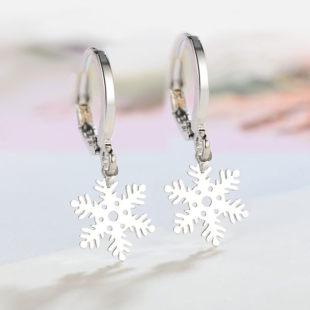 Orecchini placcati in argento S925 di alta qualità, orecchini a forma di fiocco di neve in stile foresta, orecchini dal temperamento elegante, gioielli femminili_voghion.com