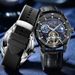 GUANQIN Luxury Mechanical Watch For Man Automatic Tourbillon Moonphase Silicone Leather Strap Leisure Waterproof Luminous Clock_voghion.com