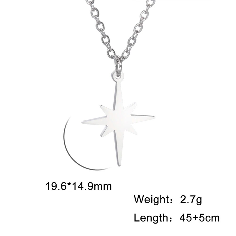 Colar com pingente de estrela do norte Skyrim para mulheres, gargantilha minimalista de aço inoxidável, joias da moda, corrente de colar, presente_voghion.com