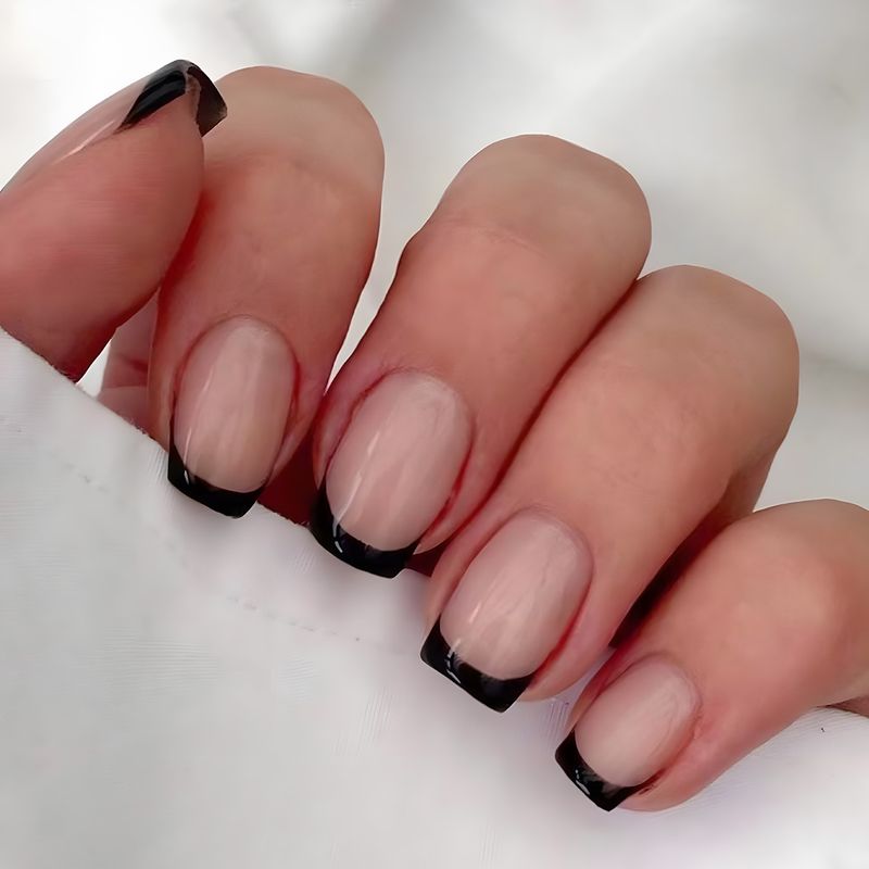 Short Square French Press-On Nails - Reusable Fake Nails With Glue & Gel Pads - Minimalist Checkered Design For Women_voghion.com